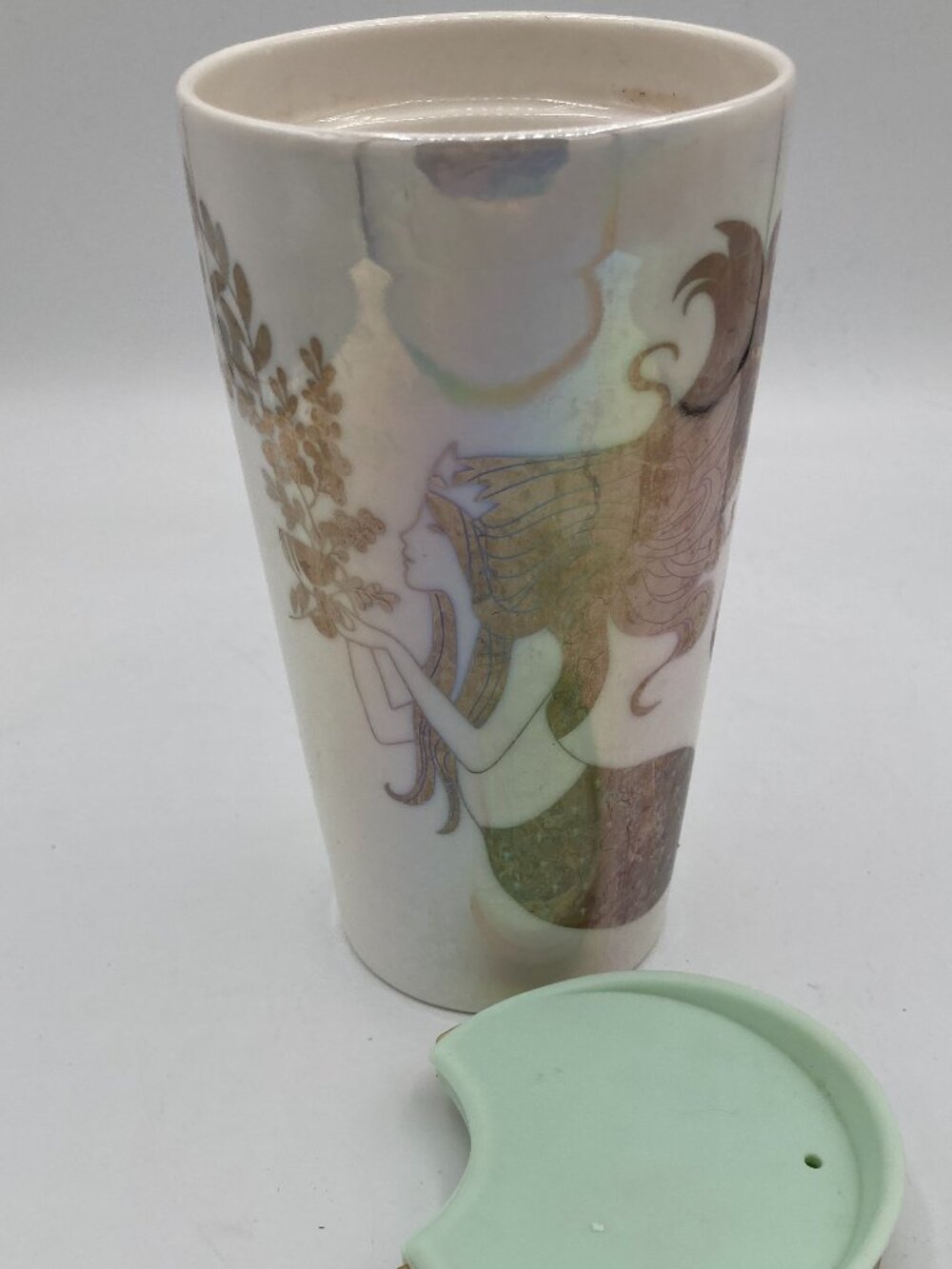 STARBUCKS  CERAMIC SIREN CUP MERMAID  PEARLIZED TUMBLER  12OZ